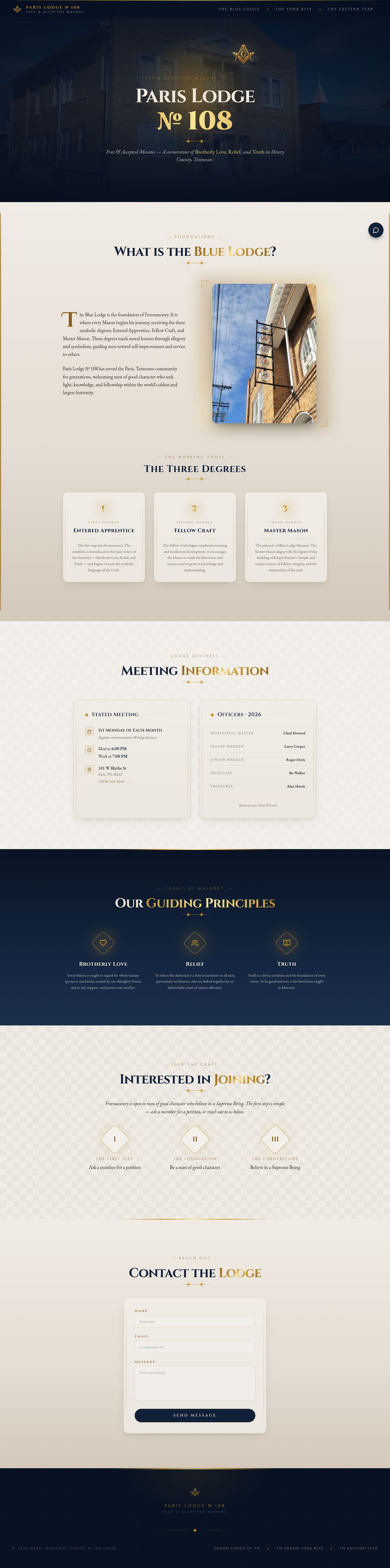 Paris Lodge № 108 website preview