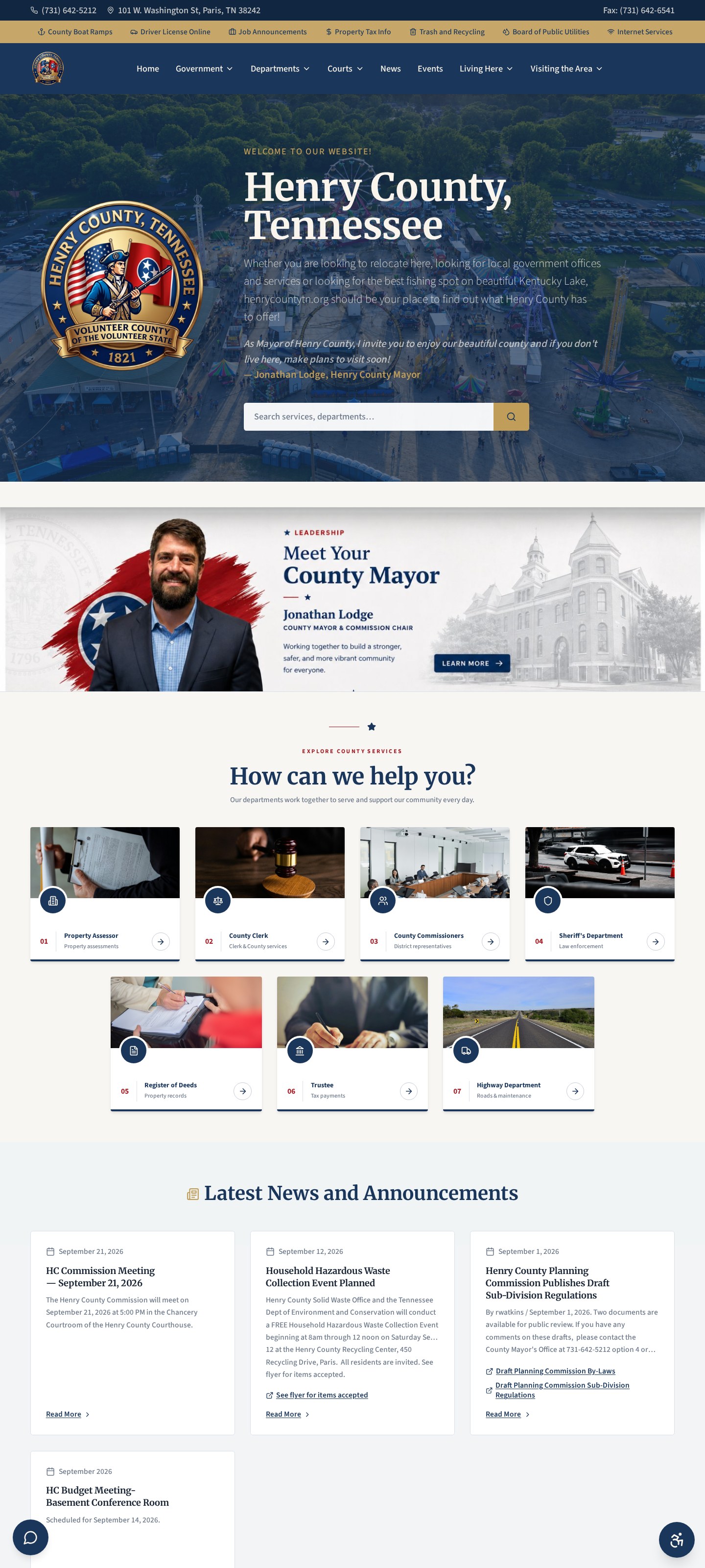Henry County, Tennessee website preview